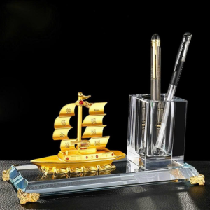 ỐNG ĐỰNG BÚT KÈM ĐẾ PHA LÊ ĐỂ BÀN CAO CẤP - góc ảnh 2