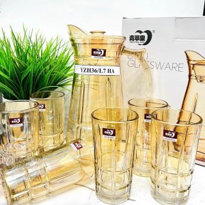 Bộ Bình Ly Thủy Tinh Qing Ping Guo 7 Món EH1002-1D/L7 In Logo
