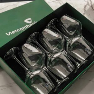 Bộ 6 Ly Rượu Vang Thủy Tinh In Logo – Hộp Quà Doanh Nghiệp