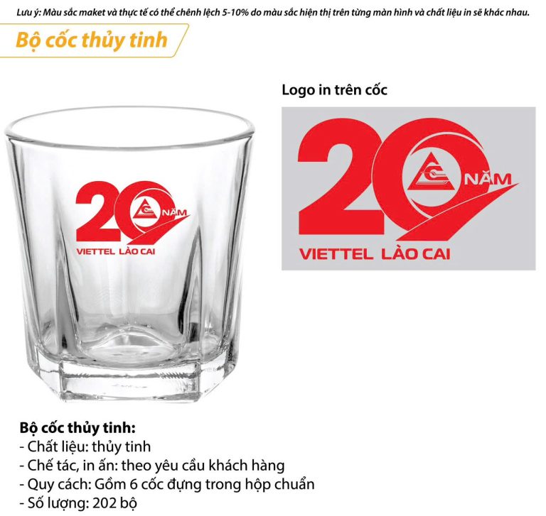 Bộ 6 Cốc Thủy Tinh In Logo Doanh Nghiệp – Hộp Quà Đồng Bộ - ảnh xem nhanh