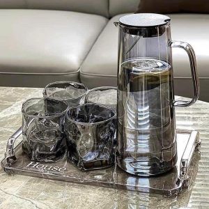 Bộ Bình Ly Thủy Tinh Vân Đá 1 Bình 6 Ly Kèm Khay – Quà Tặng Cao Cấp
