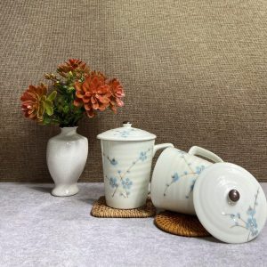 Cốc Sứ Có Nắp Họa Tiết Hoa Lá – Quà Tặng In Logo - góc ảnh 7