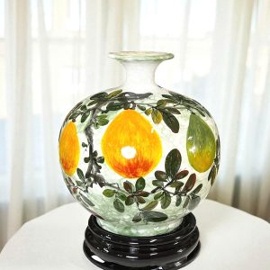 Bình Hút Lộc Men Vân Đá Vẽ Bát Tràng Kèm Hộp Quà - góc ảnh 2