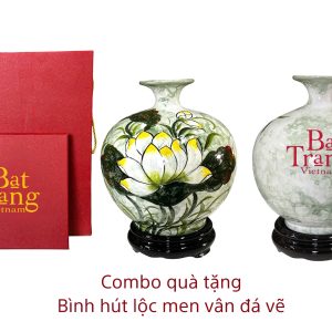 Bình Hút Lộc Men Vân Đá Vẽ Bát Tràng Kèm Hộp Quà - góc ảnh 1