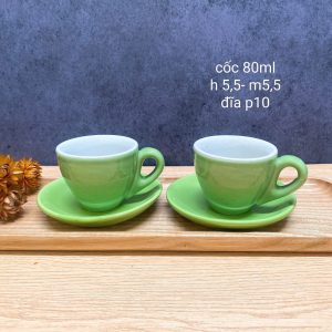 Cốc espresso sứ 80ml kèm đĩa – Nhiều màu quà tặng doanh nghiệp - góc ảnh 1