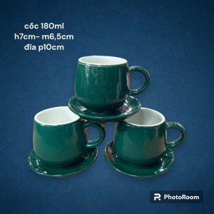 Cốc sứ quà tặng doanh nghiệp 180ml kèm đĩa – Nhiều màu