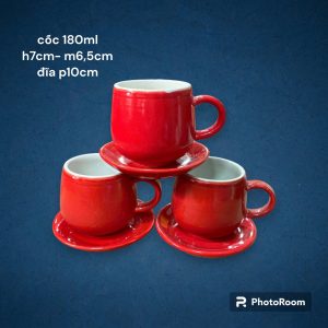 Cốc sứ quà tặng doanh nghiệp 180ml kèm đĩa – Nhiều màu - góc ảnh 6