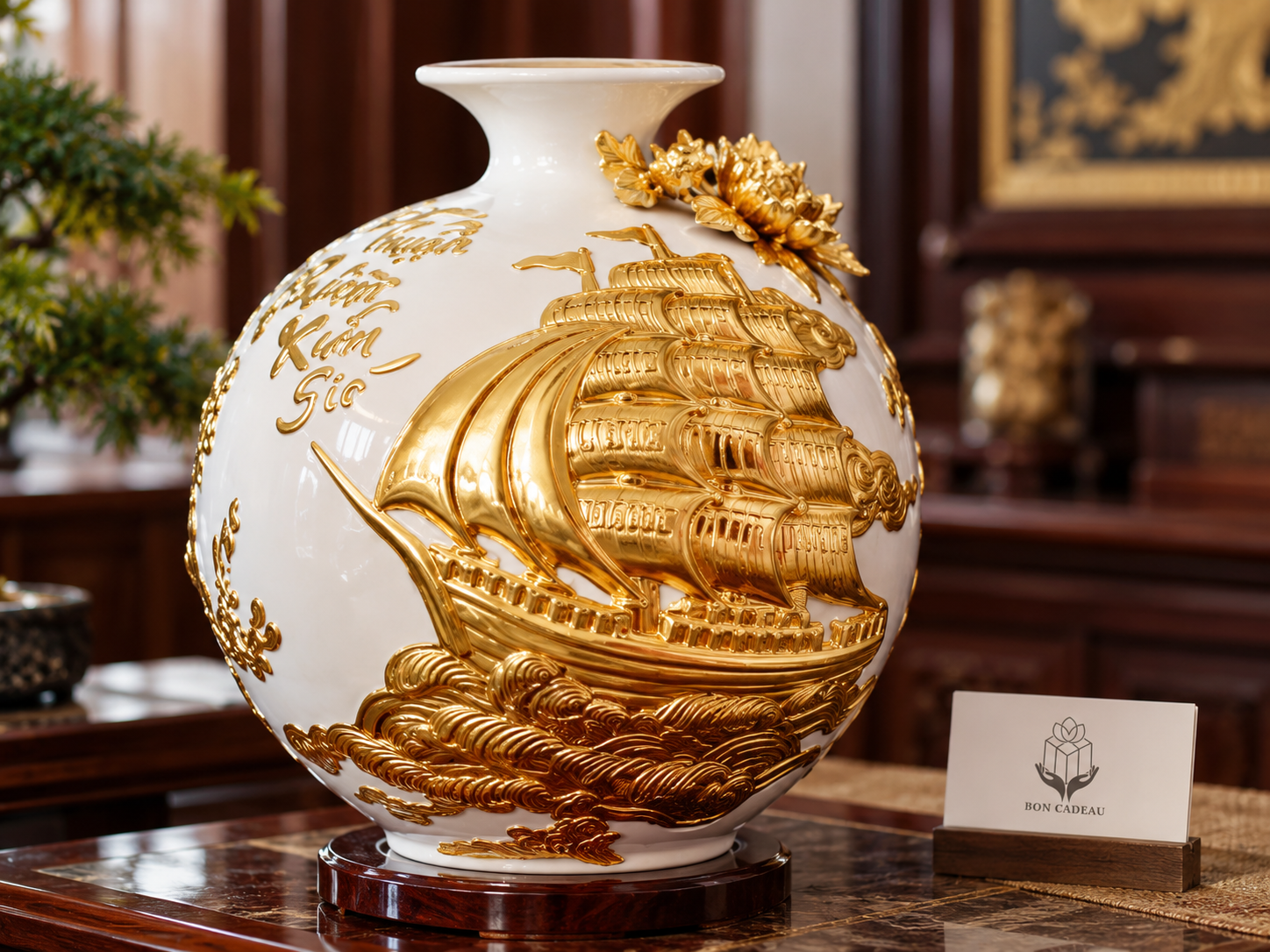 Bình hút lộc dát vàng quà tặng lãnh đạo Bon Cadeau