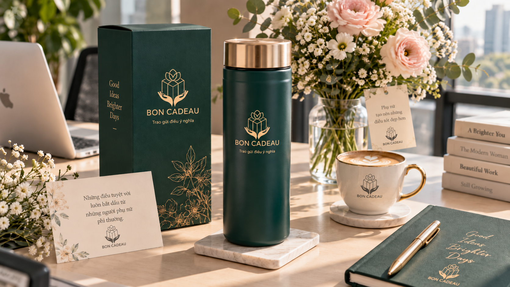 Bình giữ nhiệt quà tặng nhân viên nữ Bon Cadeau