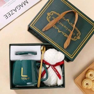 Bộ Quà Tặng Cốc Sứ Kèm Gấu Bông & Đế Hâm Nóng In Logo - góc ảnh 1