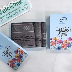 Bộ Khăn Cotton Quà Tặng Doanh Nghiệp Thêu Logo Kèm Hộp - góc ảnh 3