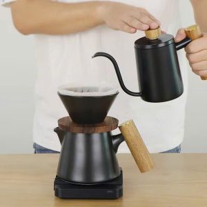 Bộ pha cà phê Pour Over cao cấp – Set quà tặng cà phê đen vân gỗ - góc ảnh 1
